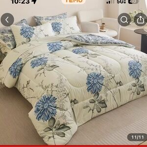 Sheffield Home Cream and Blue Floral Comforter
